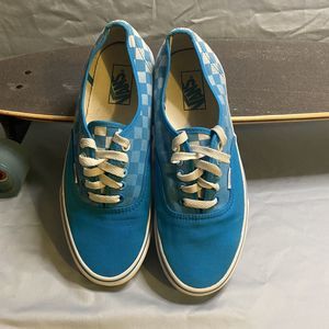Size 9.5 - VANS Off The Wall Lace Up Low Top Blue Checkered